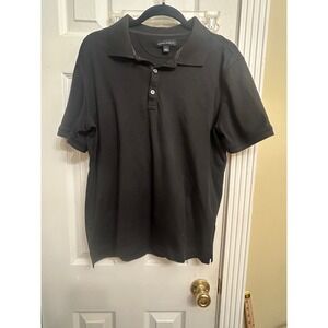 Banana Republic Mens Short Sleeve Polo Shirt Black Size Large Solid Collared